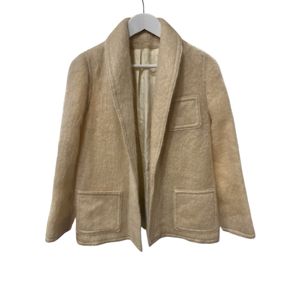 Vintage Mohair Wool Blazer Jacket | Made in England | Cream Small Medium